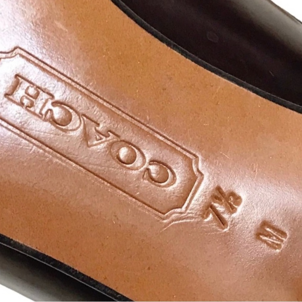 Coach Lace Up Brown Leather Block Heeled Oxford Dress Ankle Boots Size 7.5 - Picture 7 of 7
